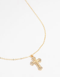 Gold Gothic Cross Pendant Necklace - link has visual effect only