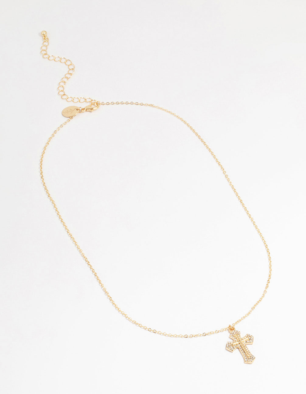 Gold Gothic Cross Pendant Necklace