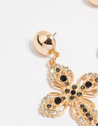 Gold Black Diamante Cross Drop Earrings - link has visual effect only