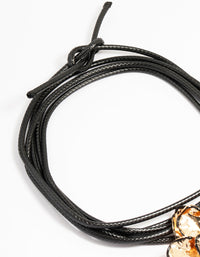 Gold Flower Fabric Black Cord Choker Necklace - link has visual effect only