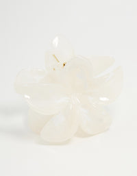 White Marble Frangipani Hair Claw Clip - link has visual effect only