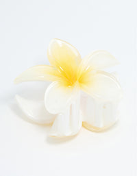 White Frangipani Flower Hair Claw Clip - link has visual effect only