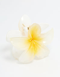 White Frangipani Flower Hair Claw Clip - link has visual effect only