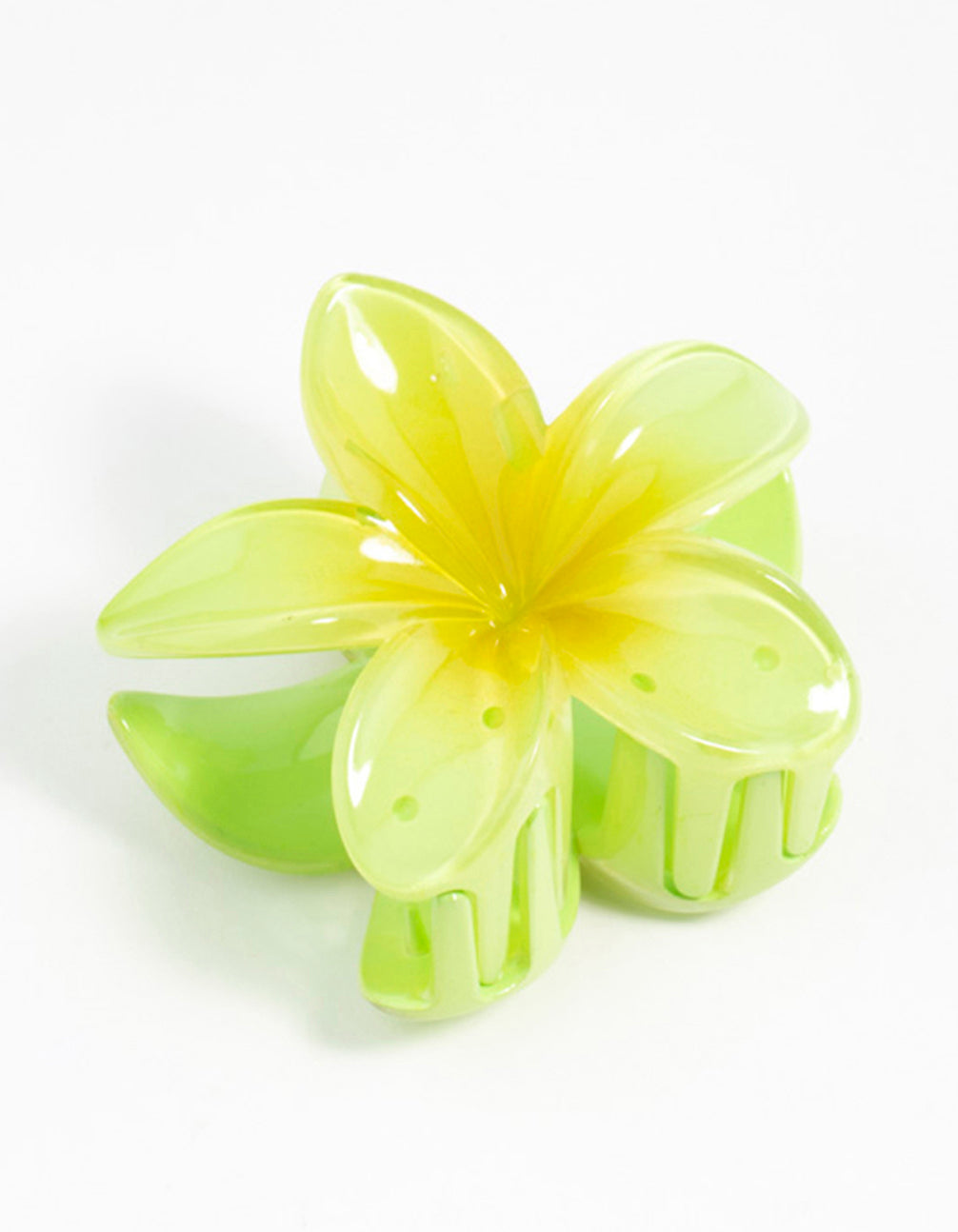 Green Frangipani Hair Claw Clip