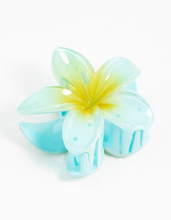 Blue Frangipani Hair Claw Clip
