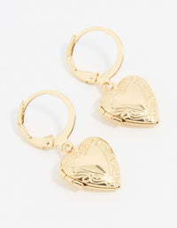 Gold Mini Locket Drop Earrings - link has visual effect only
