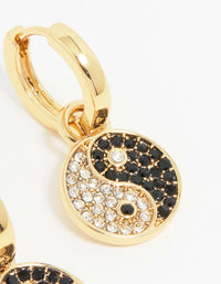 Gold Sparkle Yin Yang Drop Earrings - link has visual effect only