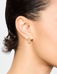 Gold Cubic Zirconia Petal Hoop Earrings - link has visual effect only