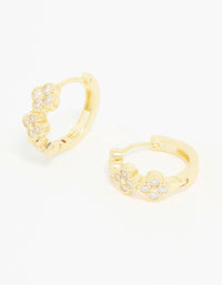 Gold Cubic Zirconia Petal Hoop Earrings - link has visual effect only