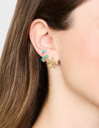 Gold Turquoise Bead & Bow Earrings 3-Pack - link has visual effect only