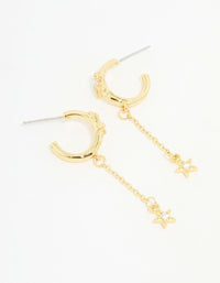 Gold Cubic Zirconia Star Chain Drop Earrings - link has visual effect only