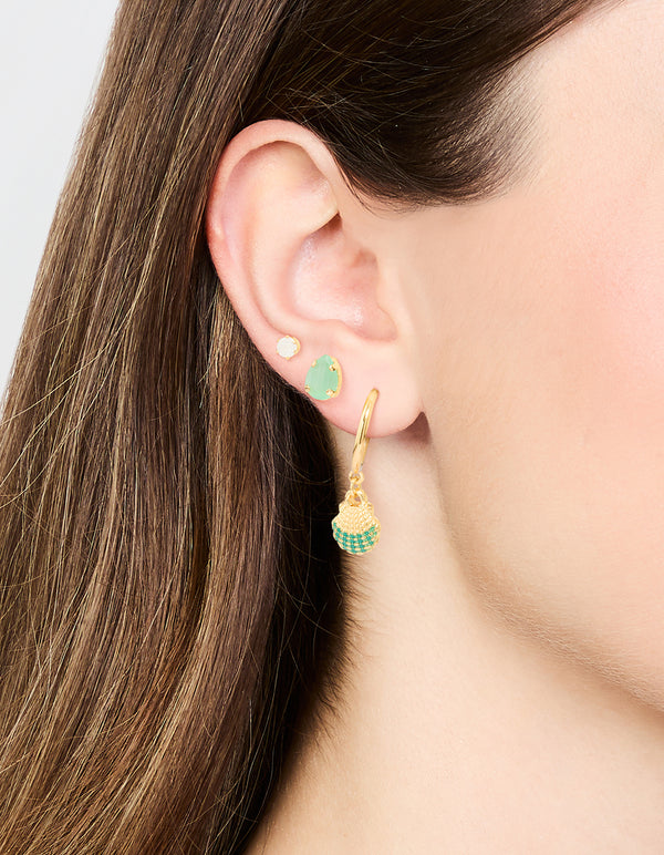 Gold Plated Cubic Zirconia Mermaid Earrings 3-Pack