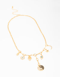 Gold  Yin Yang Charm Necklace - link has visual effect only