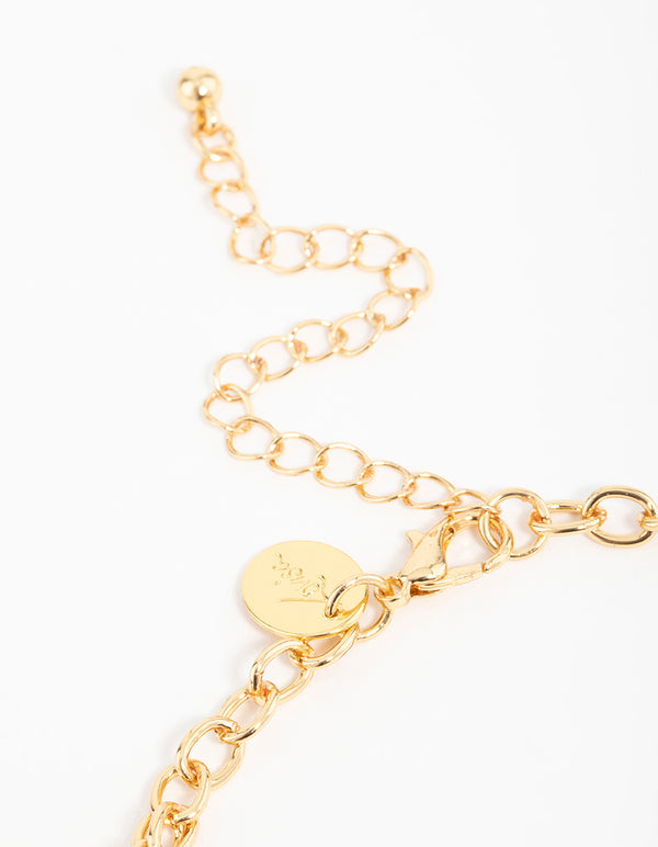 Gold  Heart & Moon Charm Necklace