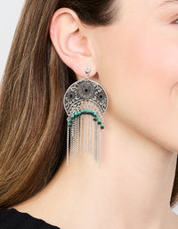 Silver Textured Patterned Drop Earrings - link has visual effect only