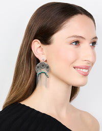 Silver Textured Patterned Drop Earrings - link has visual effect only