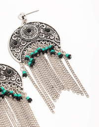 Silver Textured Patterned Drop Earrings - link has visual effect only