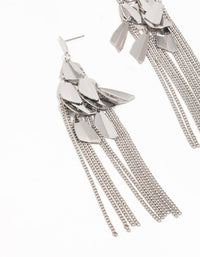 Silver Petal Box Chain Waterfall Drop Earrings - link has visual effect only