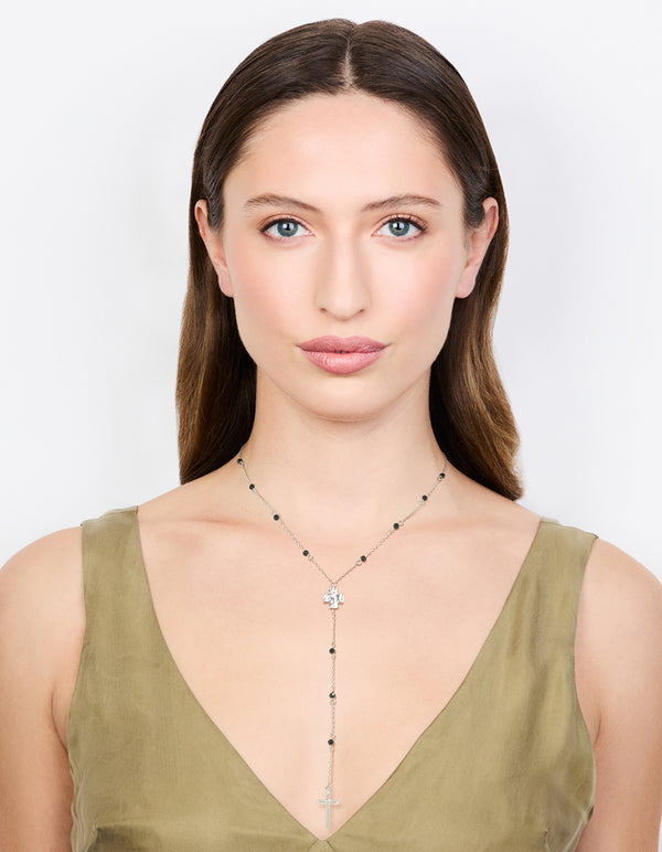 Silver Cross Station Y-Necklace