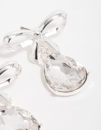 Silver Diamante Bow Drop Earrings - link has visual effect only