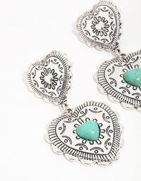 Antique Silver Turquoise Double Heart Drop Earrings - link has visual effect only