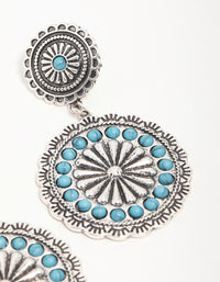Antique Silver Turquoise Circle Drop Earrings - link has visual effect only