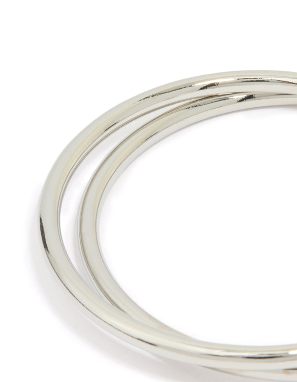 Silver Cubic Zirconia Layered Rondell Bangle