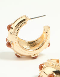 Gold Red Dot Hoop Earrings - link has visual effect only