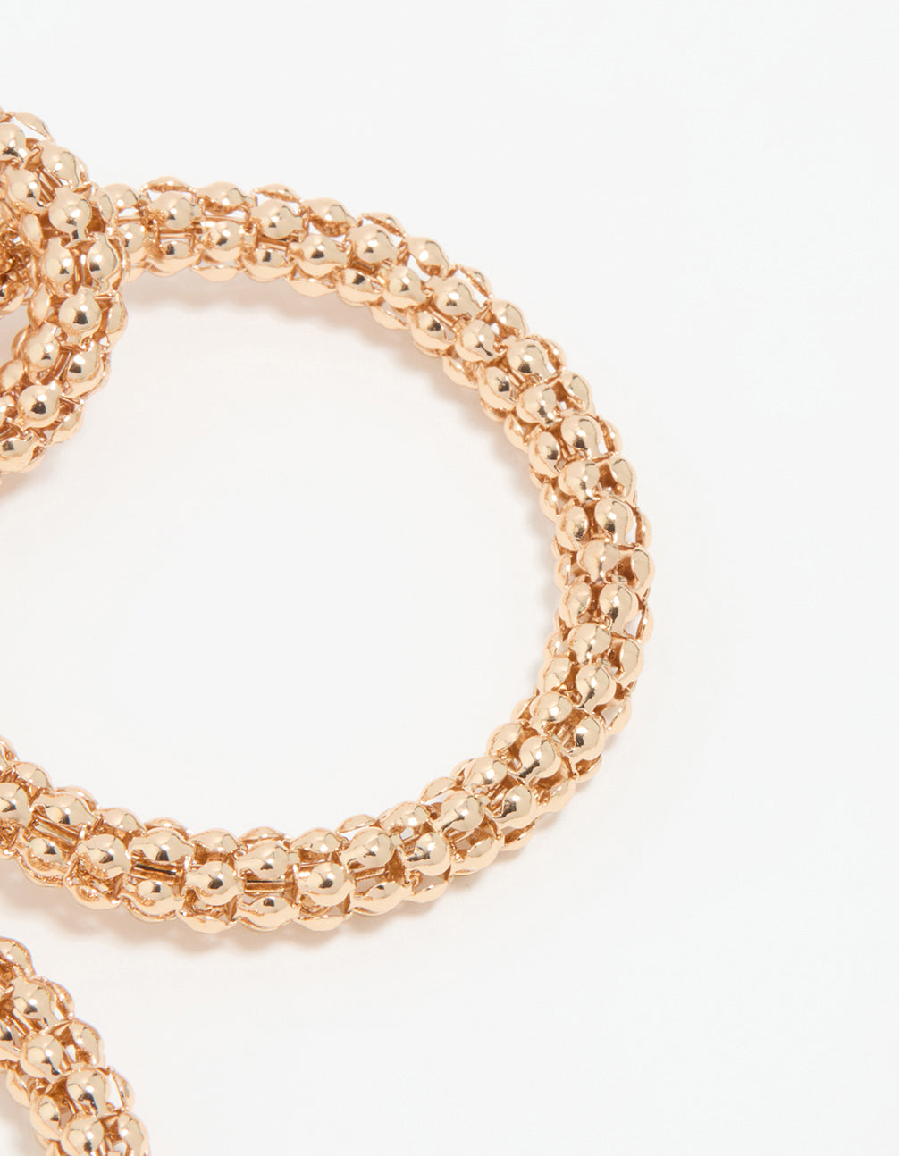 Gold Textured Double Circle Drop Earrings