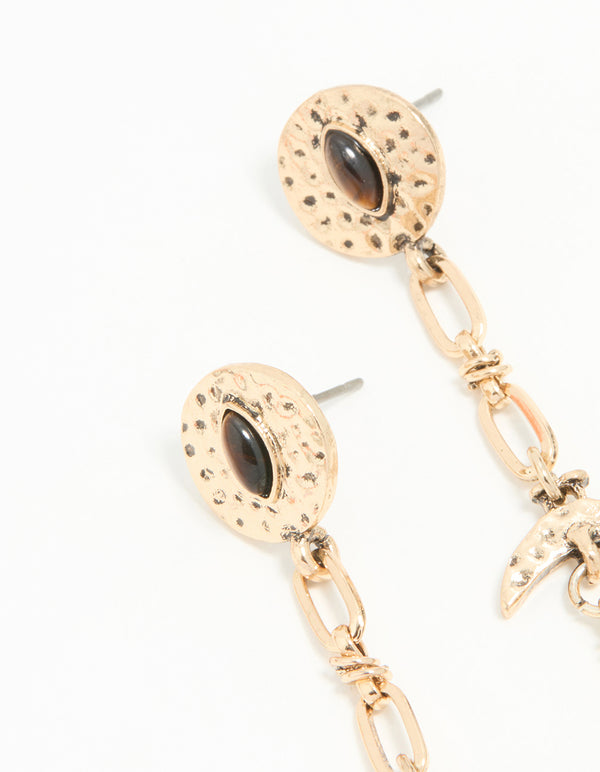 Gold Dagger Drop Earrings