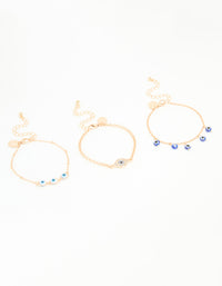 Gold Evil Eye Bracelets 3-Pack - link has visual effect only