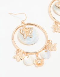 Gold Blue Genuine Shell Circle Drop Earrings - link has visual effect only