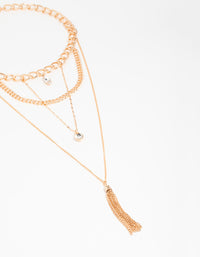 Gold Chain Tassel Layered Necklace - link has visual effect only