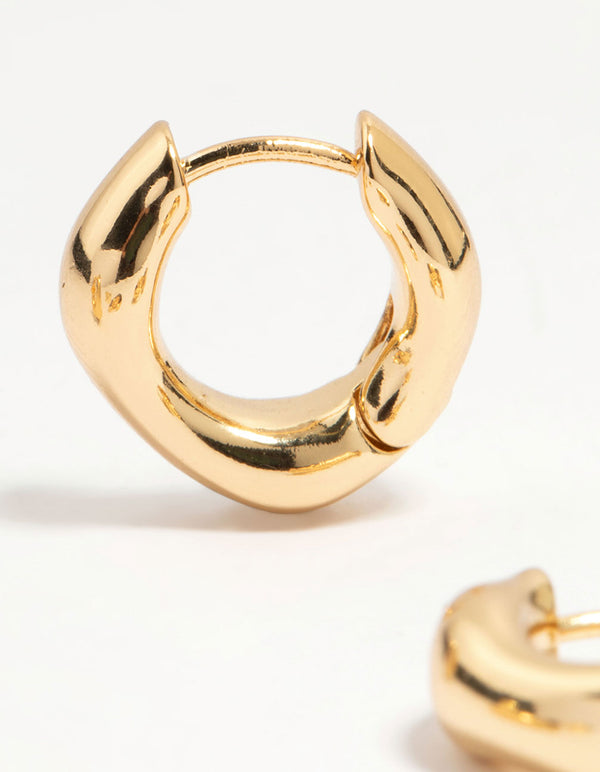 Gold Plated Brass Cubic Zirconia Baguette Earrings 4-Pack