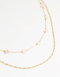 Gold Plated Brass Semi Precious Chain Layered Necklace - link has visual effect only