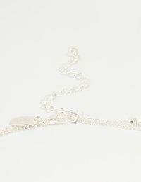 Silver Plated Cubic Zirconia & Bubble Letter E Layered Necklace - link has visual effect only