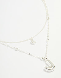 Silver Plated Cubic Zirconia & Bubble Letter J Layered Necklace - link has visual effect only