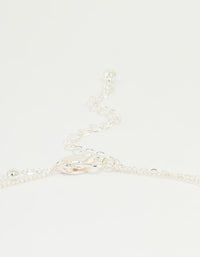 Silver Plated Cubic Zirconia & Bubble Letter J Layered Necklace - link has visual effect only