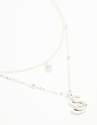 Silver Plated Cubic Zirconia & Bubble Letter L Layered Necklace - link has visual effect only
