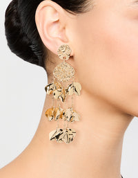 Gold Molten Petal Drop Earrings - link has visual effect only
