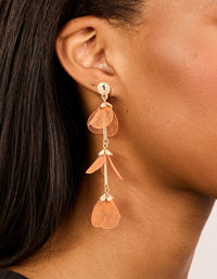 Gold Orange Flower Petal Drop Earrings - link has visual effect only