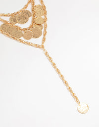 Gold Coin Molten Disc Layered Chain Necklace - link has visual effect only