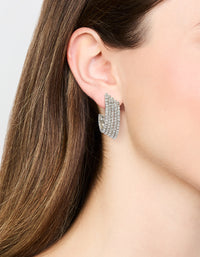 Silver Diamante Cascading Cupchain Hoop Earrings - link has visual effect only