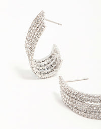 Silver Diamante Cascading Cupchain Hoop Earrings - link has visual effect only