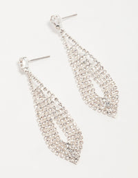 Silver Diamante Pear Ornate Drop Earrings - link has visual effect only