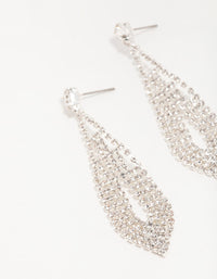 Silver Diamante Pear Ornate Drop Earrings - link has visual effect only