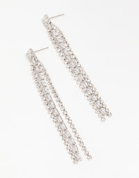 Silver Diamante Baguette Cupchain Drop Earrings - link has visual effect only