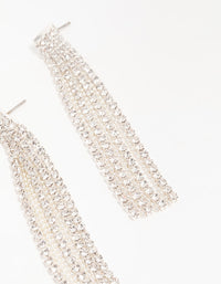Silver Diamante Chain Tassel Drop Earrings - link has visual effect only