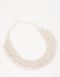 Silver Diamante Fan Cupchain Bib Necklace - link has visual effect only