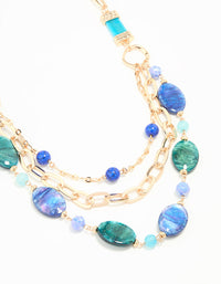 Blue Beaded Long Layered Necklace - link has visual effect only